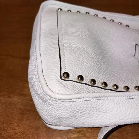 Rebecca Minkoff 2016 White Pebbled Leather Feed Bag Crossbody with Silver Studs - Picture 9 of 15